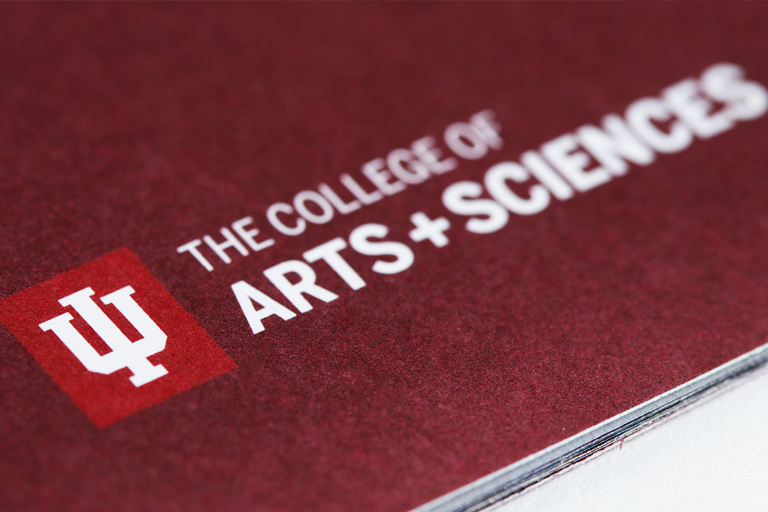 Printed brochure with the IU College of Arts and Sciences lockup