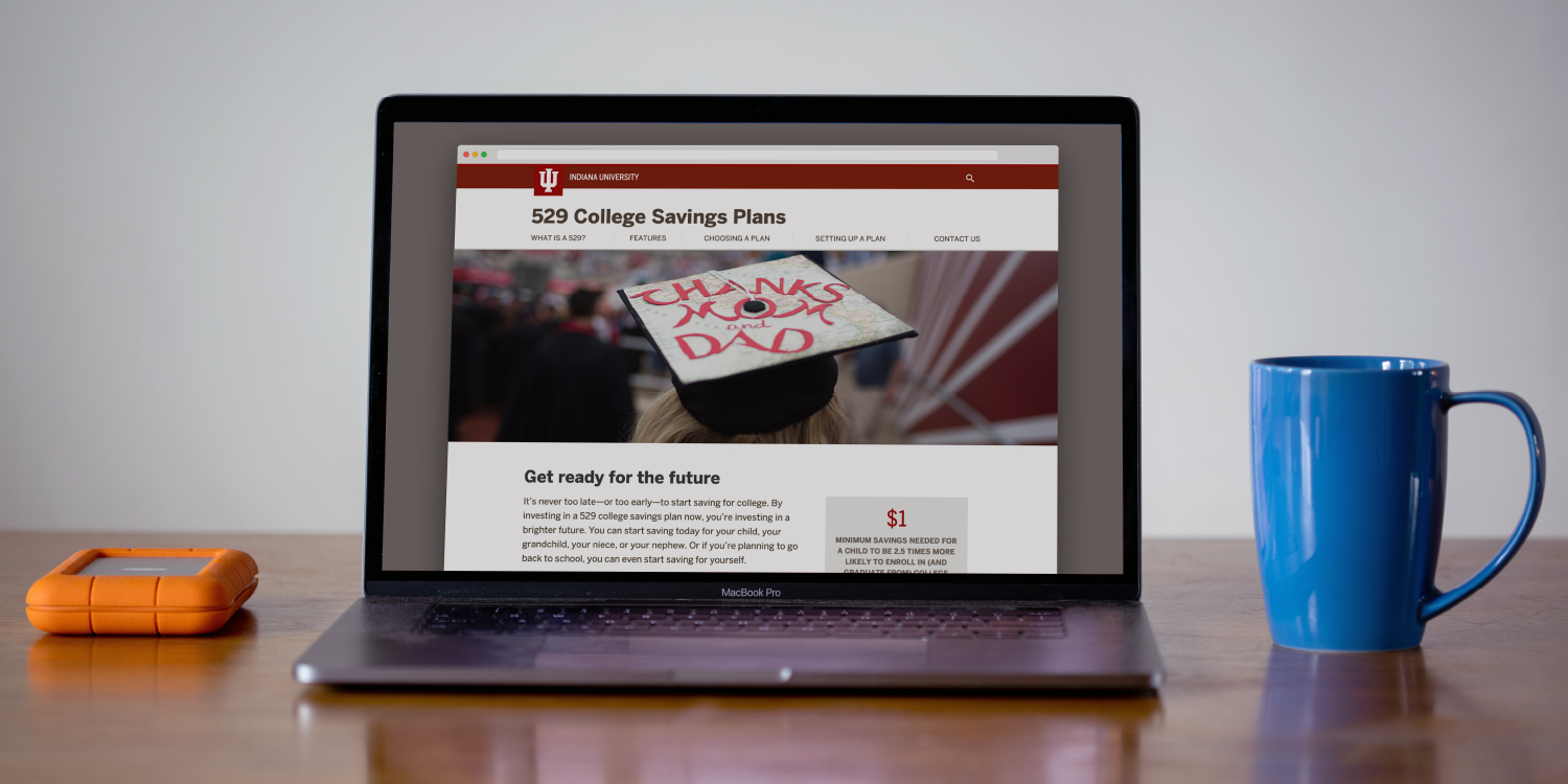 Laptop showing custom webpage for the 529 College Savings Plan