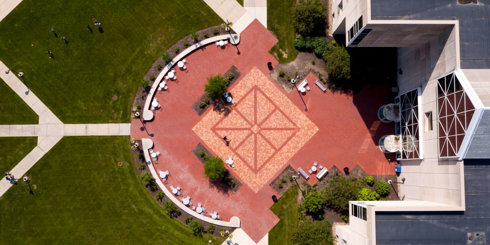 Looking down on IUPUI library