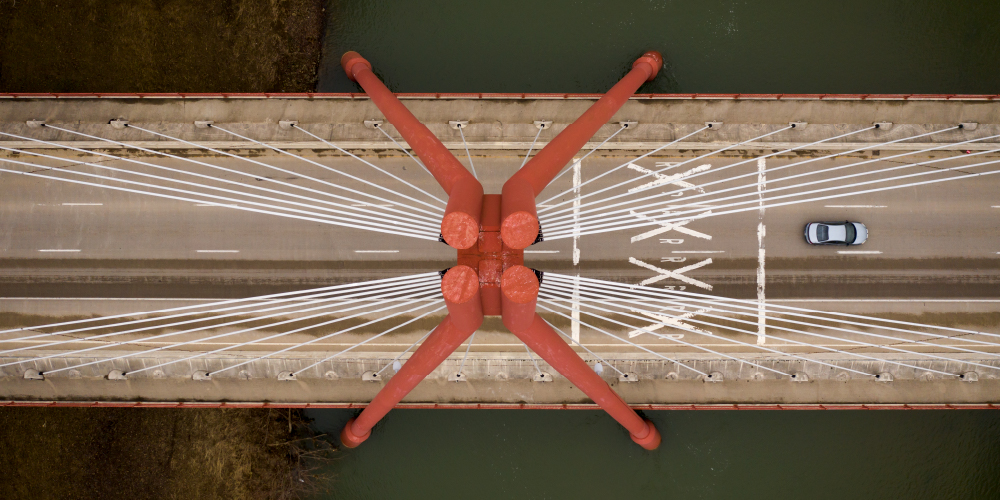 Aerial view of Columbus bridge